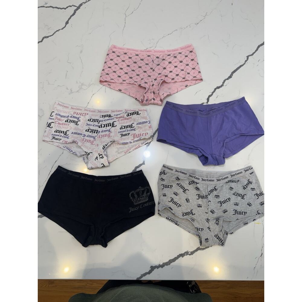Juicy Couture Intimates Boyshort Underwear Lot 5 Size L Cotton Stretch